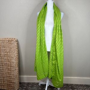 Women's Metallic Striped‎ Shawl Rap Scarf Green One Size